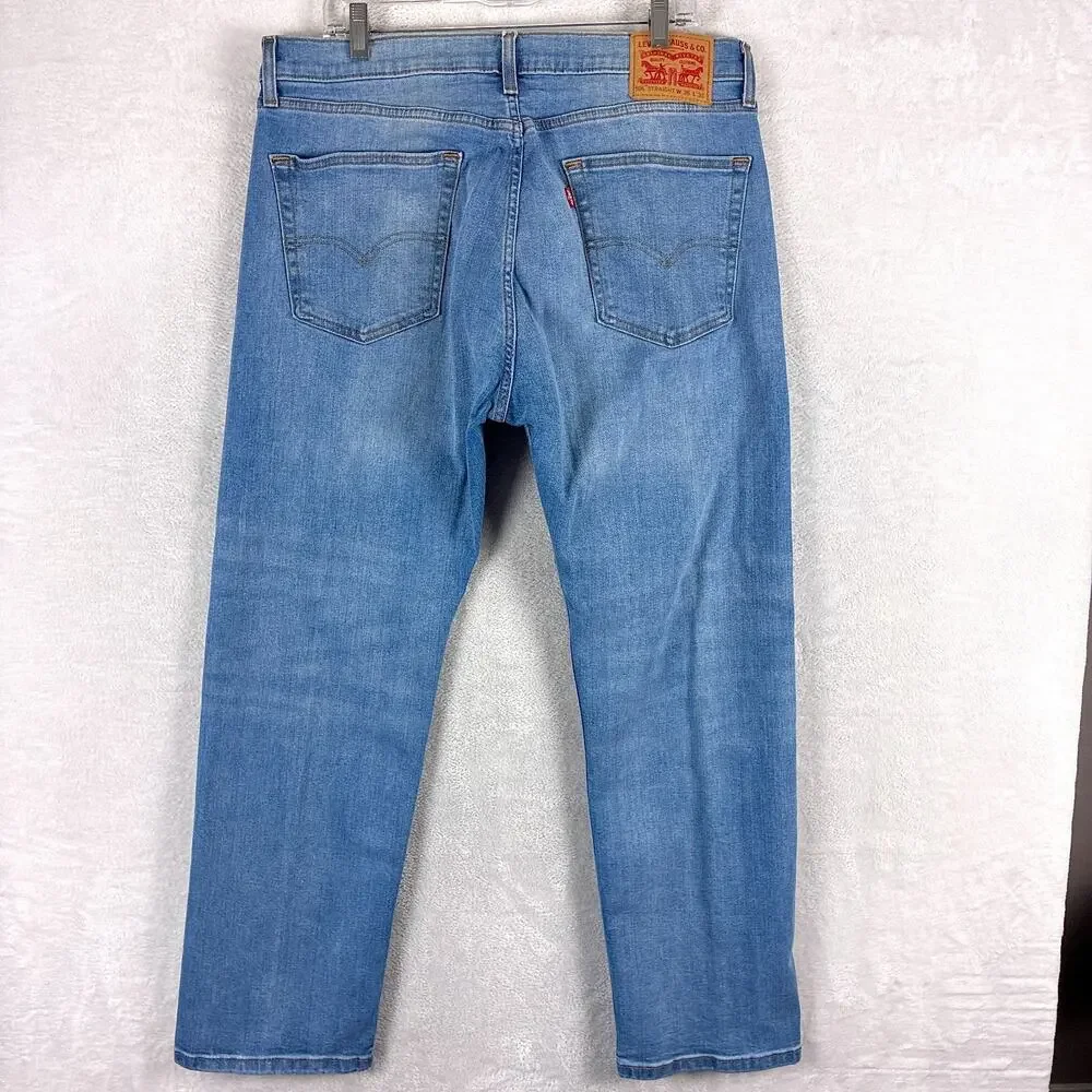 Levis 506 Jeans Men 36x30 Faded Whiskered Straight Leg Classic Preppy
